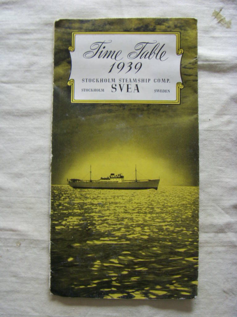 TIMETABLE OF CRUISE SAILINGS FOR THE STOCKHOLM STEAMSHIP COMPANY DATED 1939