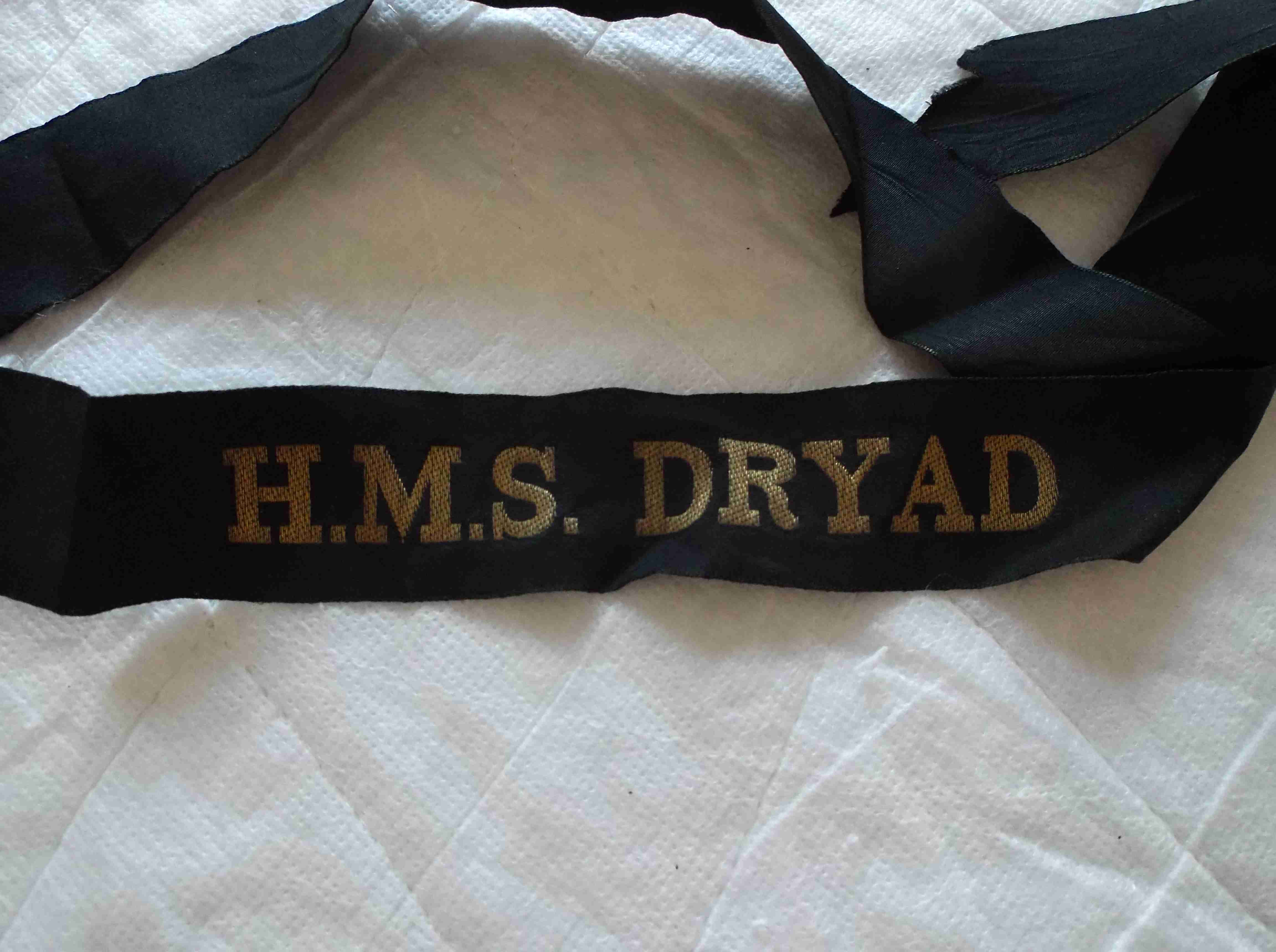CAP TALLY FROM ROYAL NAVAL VESSEL HMS DRYAD