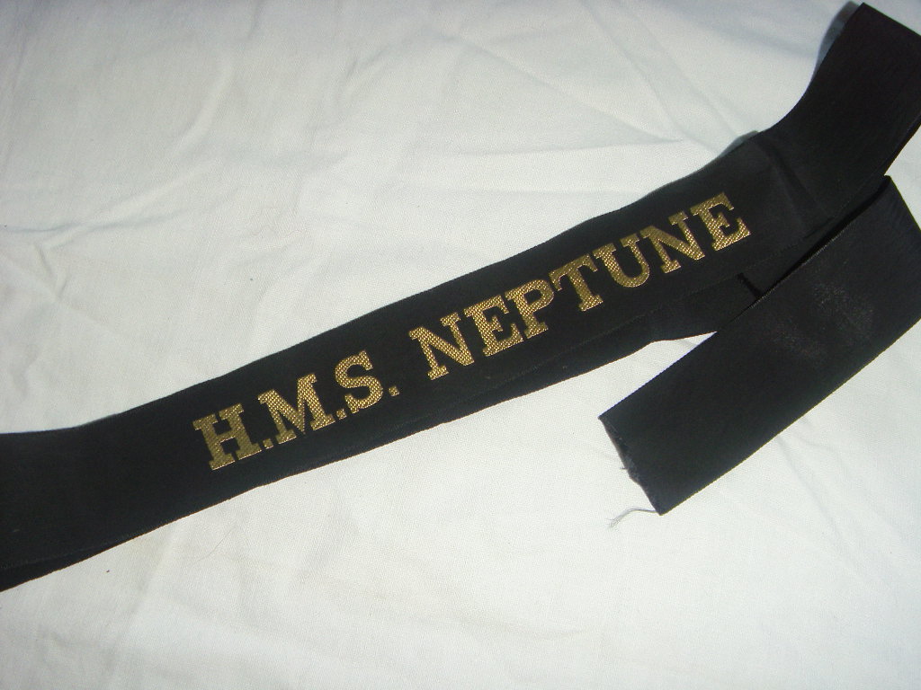 CAP TALLY SHOWING ON IT THE VESSEL HMS NEPTUNE
