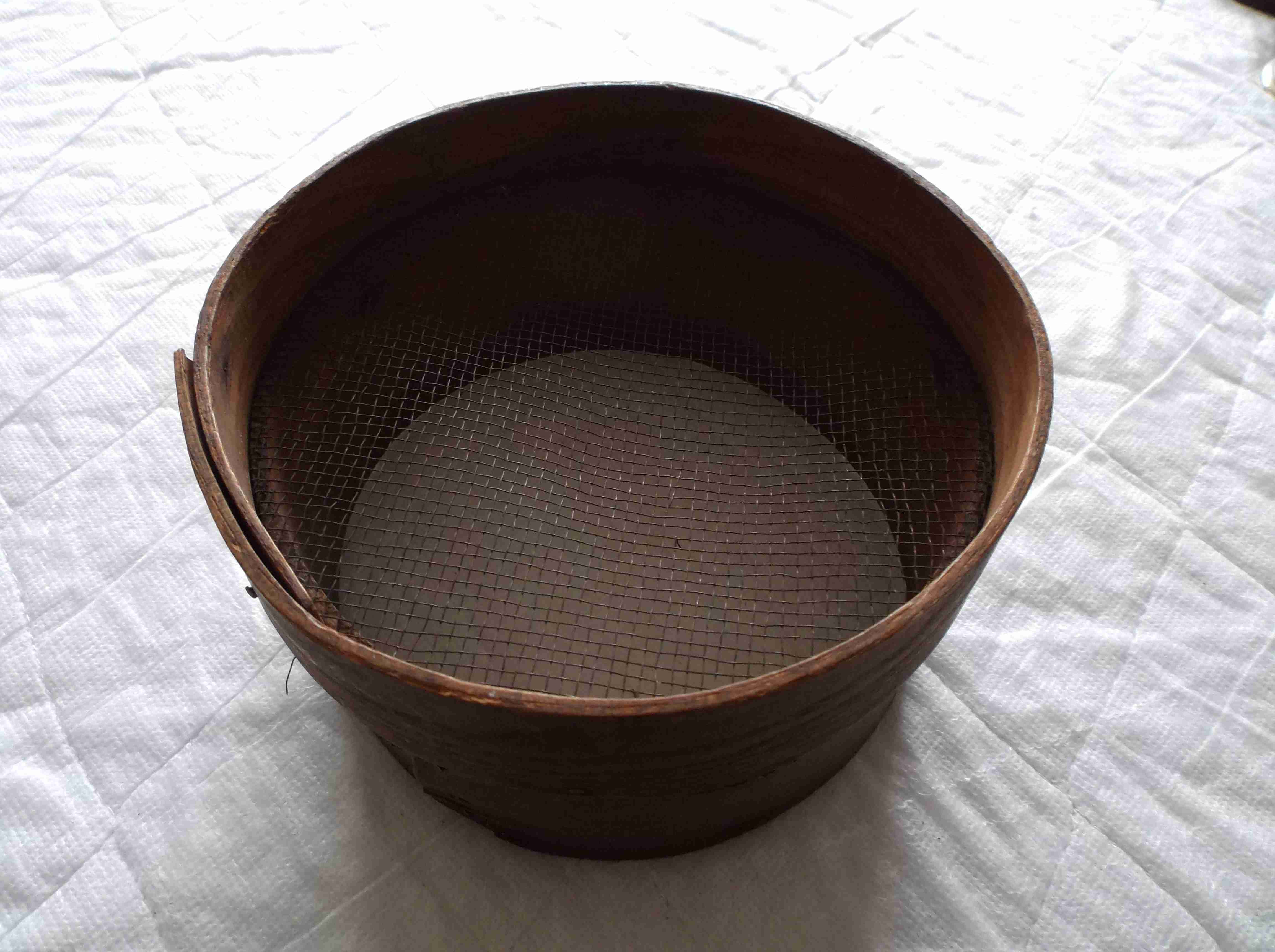 EARLY USE WOODEN NAVAL GUN POWDER SIEVE