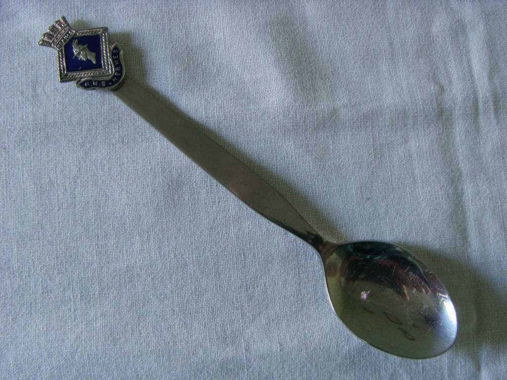 SOUVENIR SPOON FROM THE ROYAL NAVAL VESSEL HMS HERMES