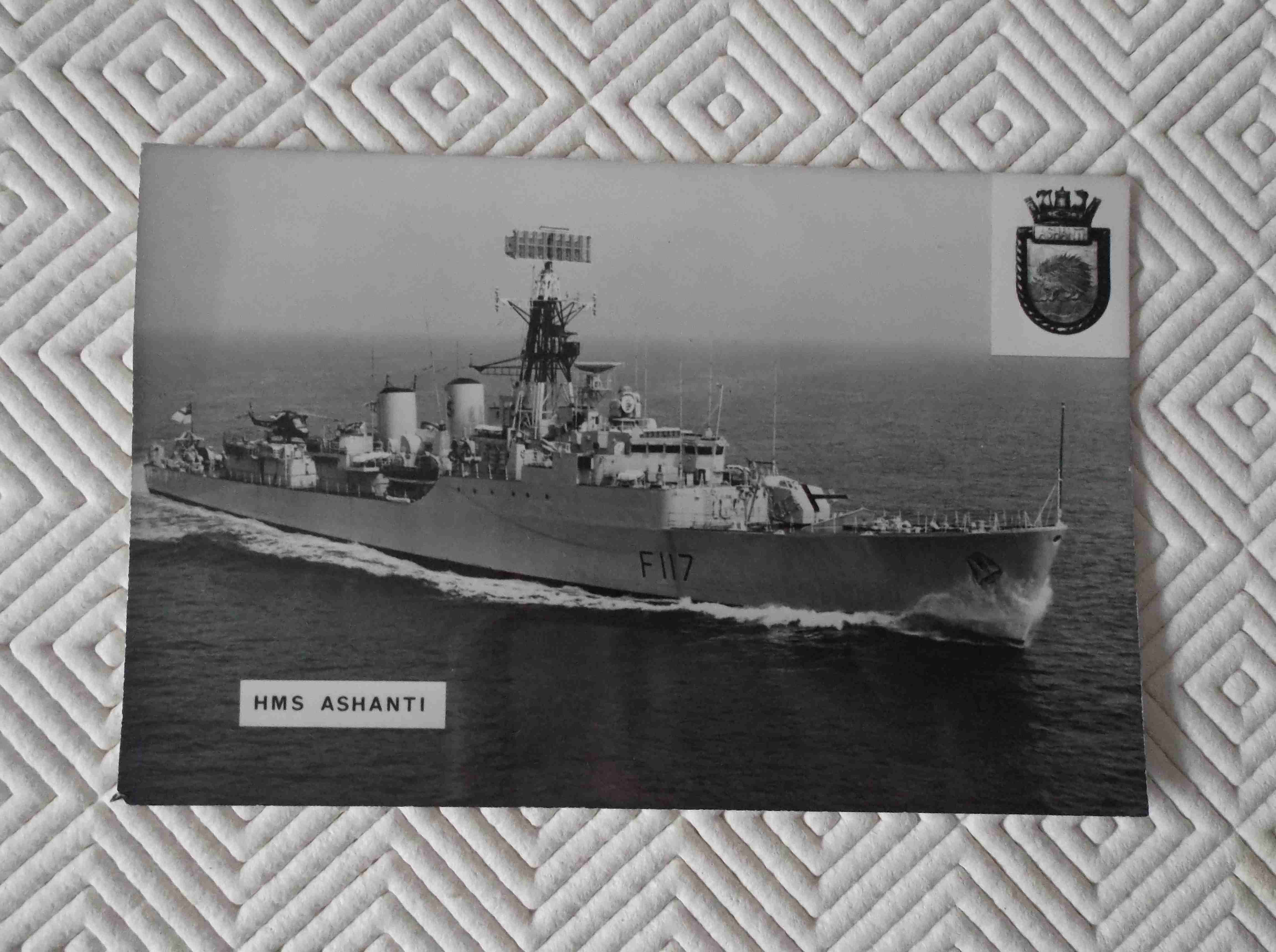 POSTCARD SIZE PHOTOGRAPH OF THE ROYAL NAVAL VESSEL HMS ASHANTI