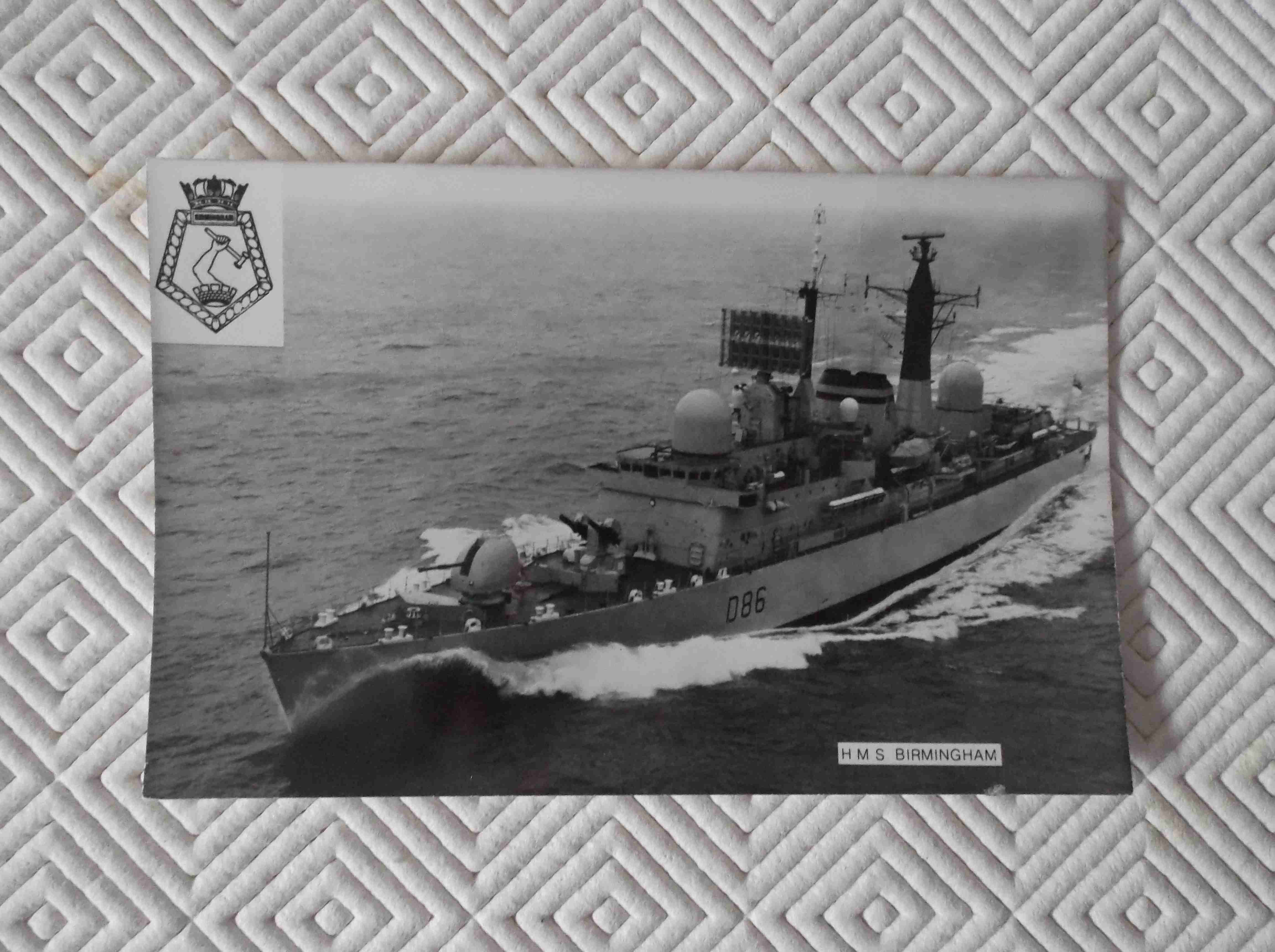 POSTCARD SIZE PHOTOGRAPH OF THE ROYAL NAVAL VESSEL HMS BIRMINGHAM