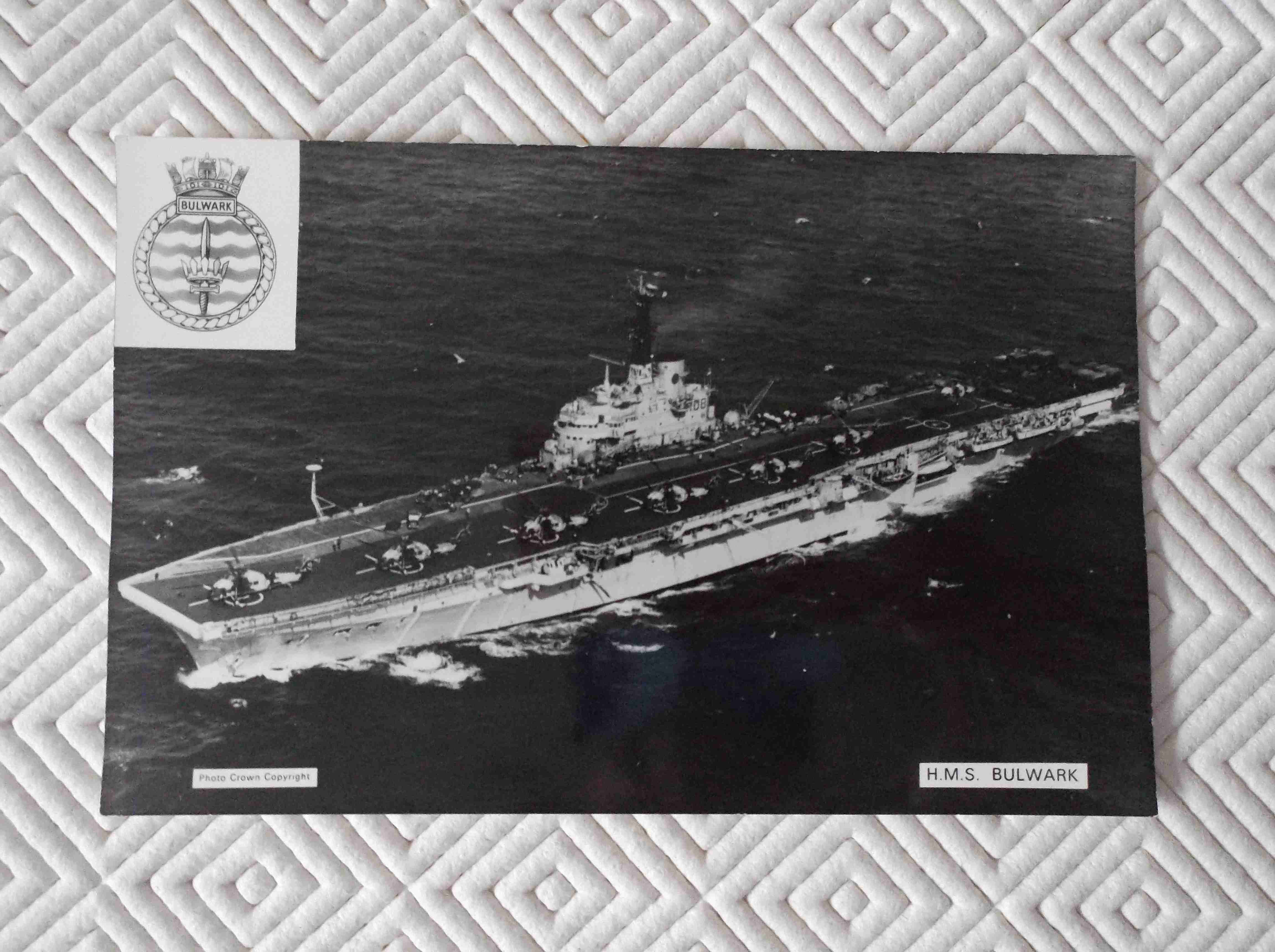 POSTCARD SIZE PHOTOGRAPH OF THE ROYAL NAVAL VESSEL HMS BULWARK