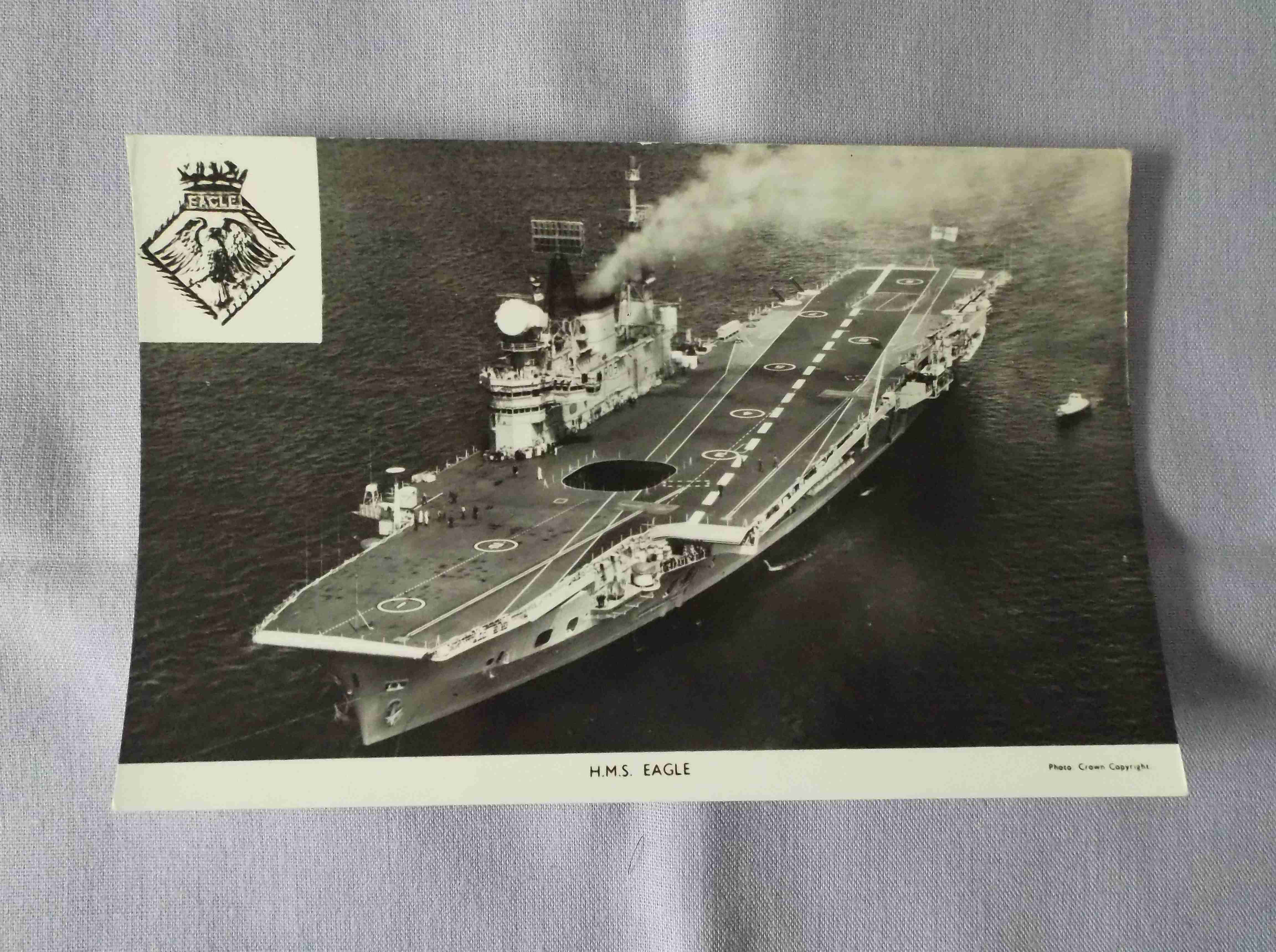 POSTCARD SIZE PHOTOGRAPH OF THE ROYAL NAVAL VESSEL HMS EAGLE