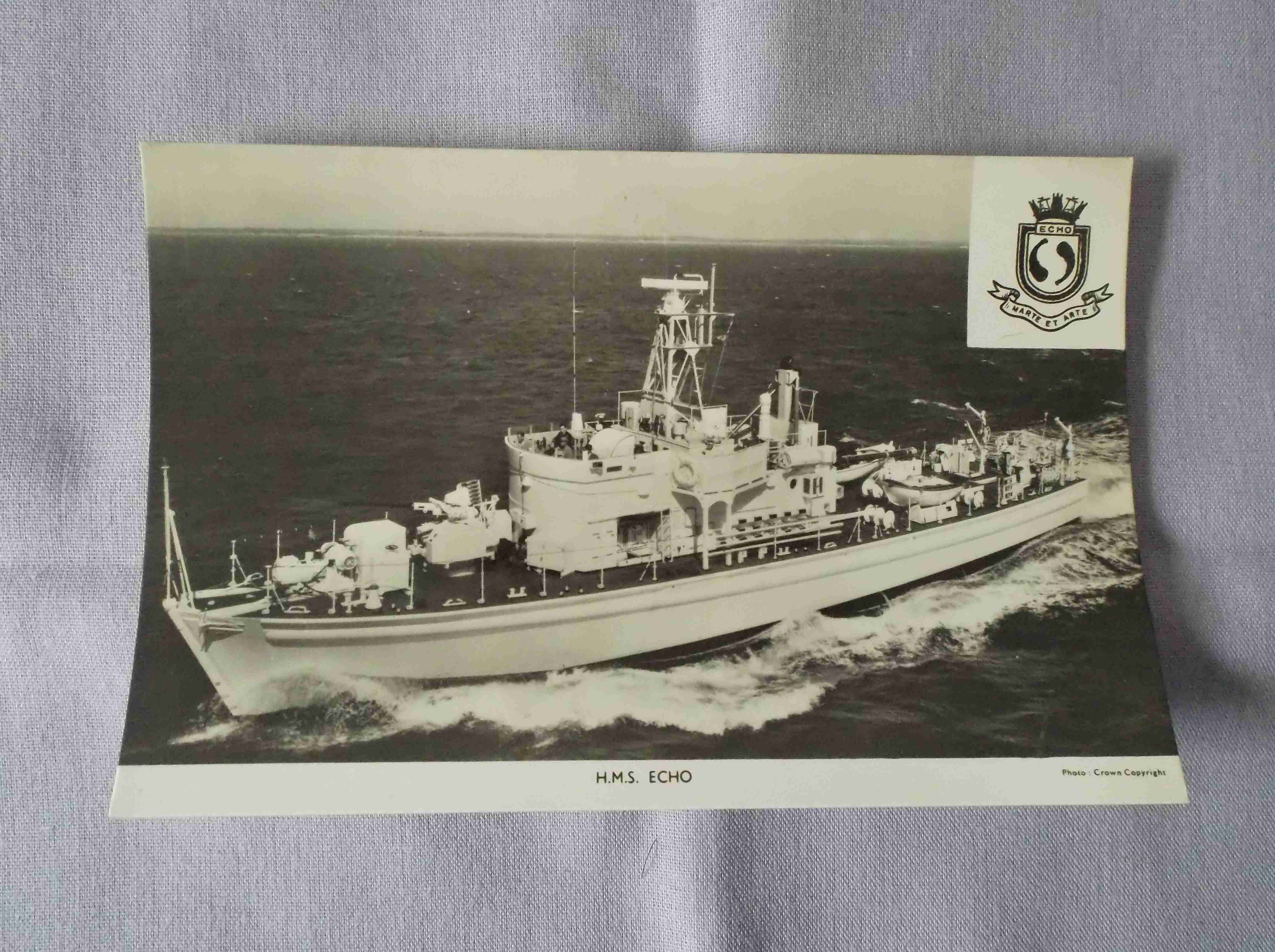 POSTCARD OF THE ROYAL NAVAL VESSEL HMS ECHO