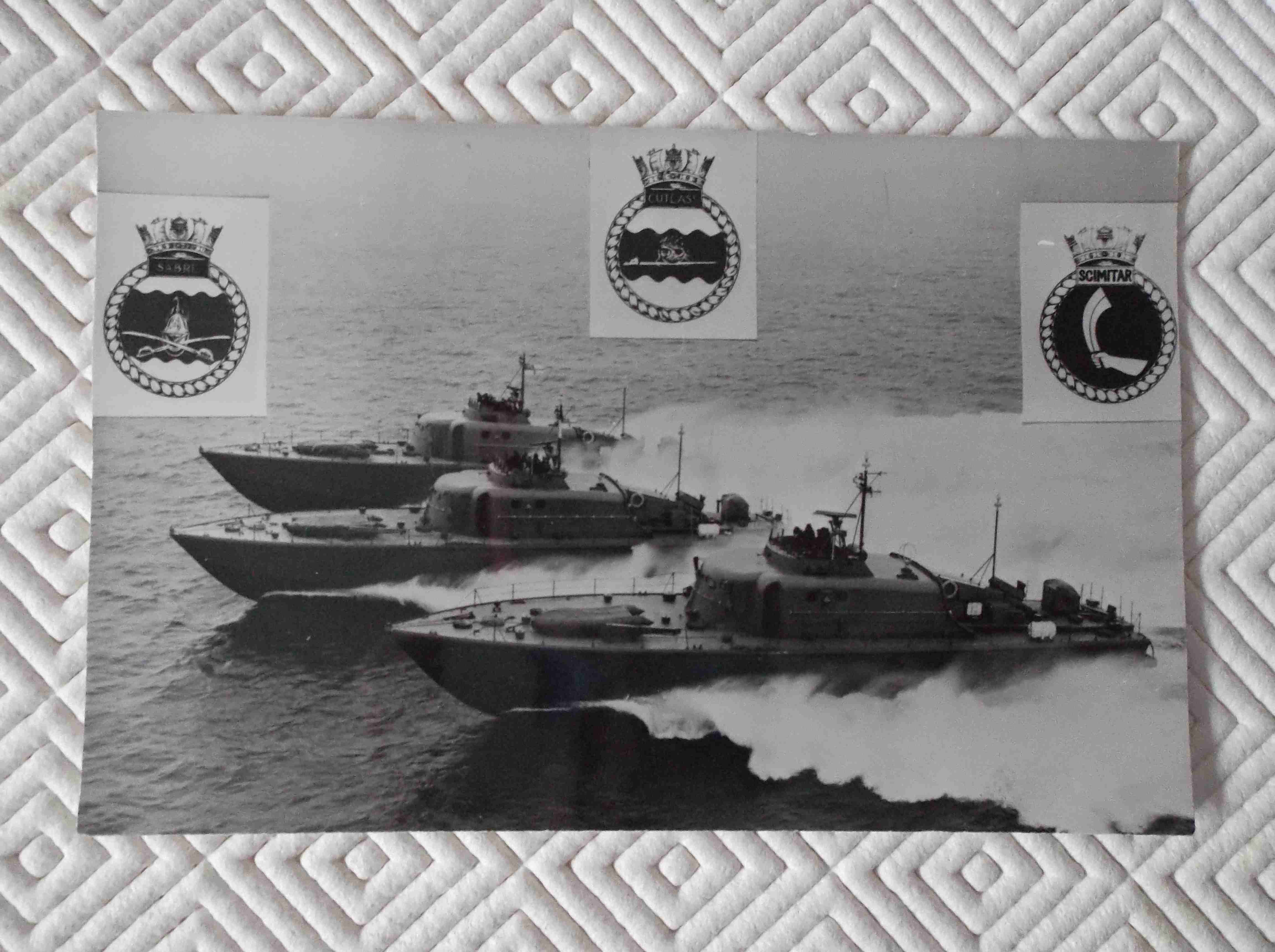 POSTCARD SIZE PHOTOGRAPH SHOWING 3 ROYAL NAVAL LAUNCHES