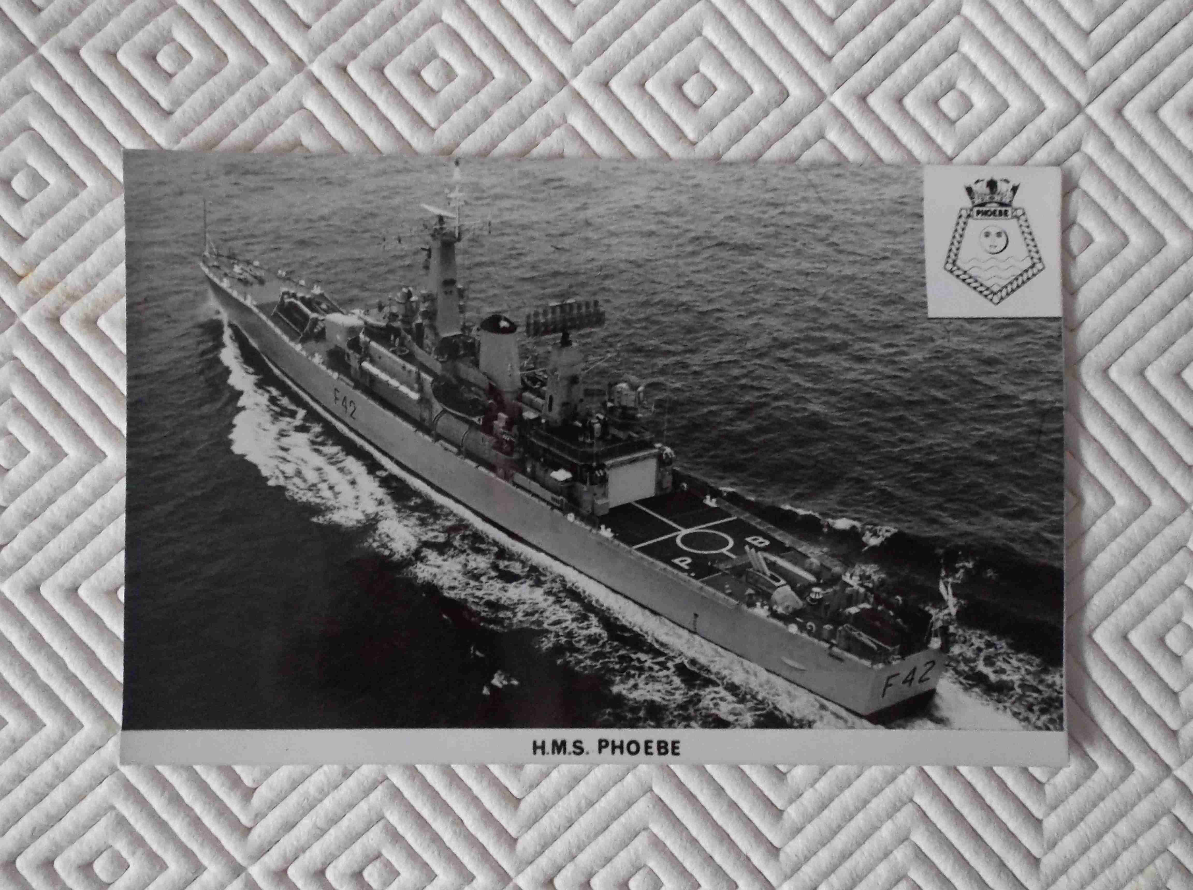 POSTCARD SIZE PHOTOGRAPH OF THE ROYAL NAVAL VESSEL HMS PHOEBE