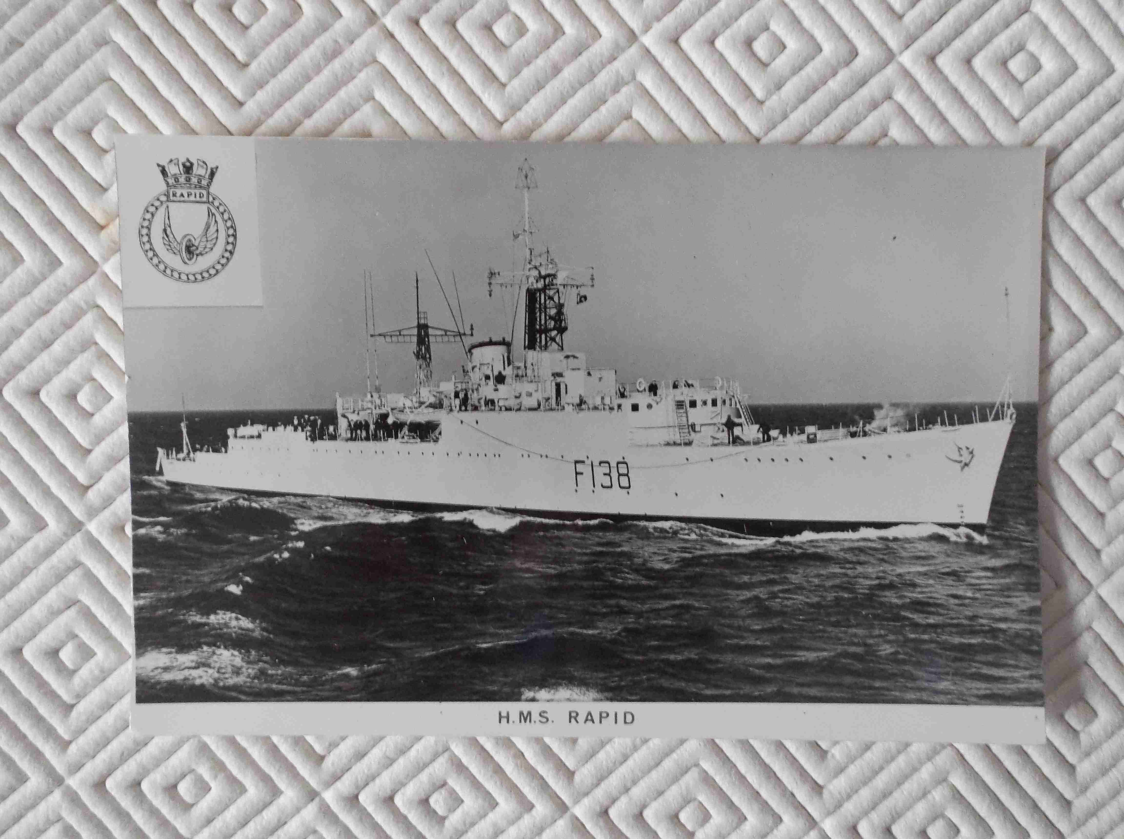 POSTCARD SIZE PHOTOGRAPH OF THE ROYAL NAVAL VESSEL HMS RAPID