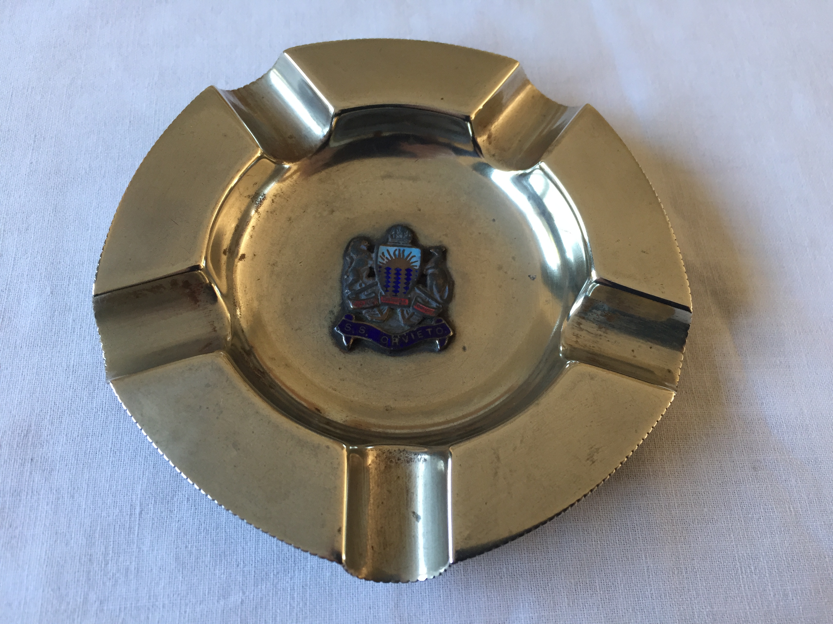 VERY RARE TO FIND EARLY SOUVENIR ASHTRAY FROM THE ORIENT LINE VESSEL THE SS ORVIETO