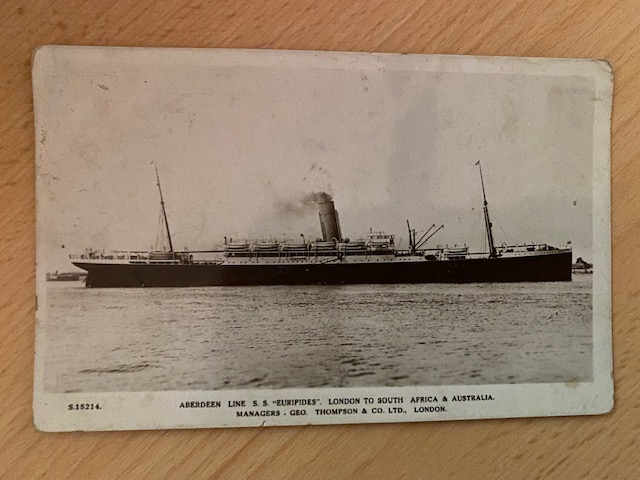 VERY OLD UNUSED POSTCARD FROM THE ABERDEEN LINE VESSEL THE SS EURIPIDES