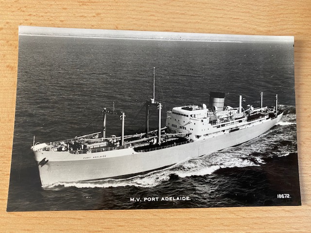 EARLY B/W POSTCARD OF THE PORT LINE VESSEL THE MV PORT ADELAIDE