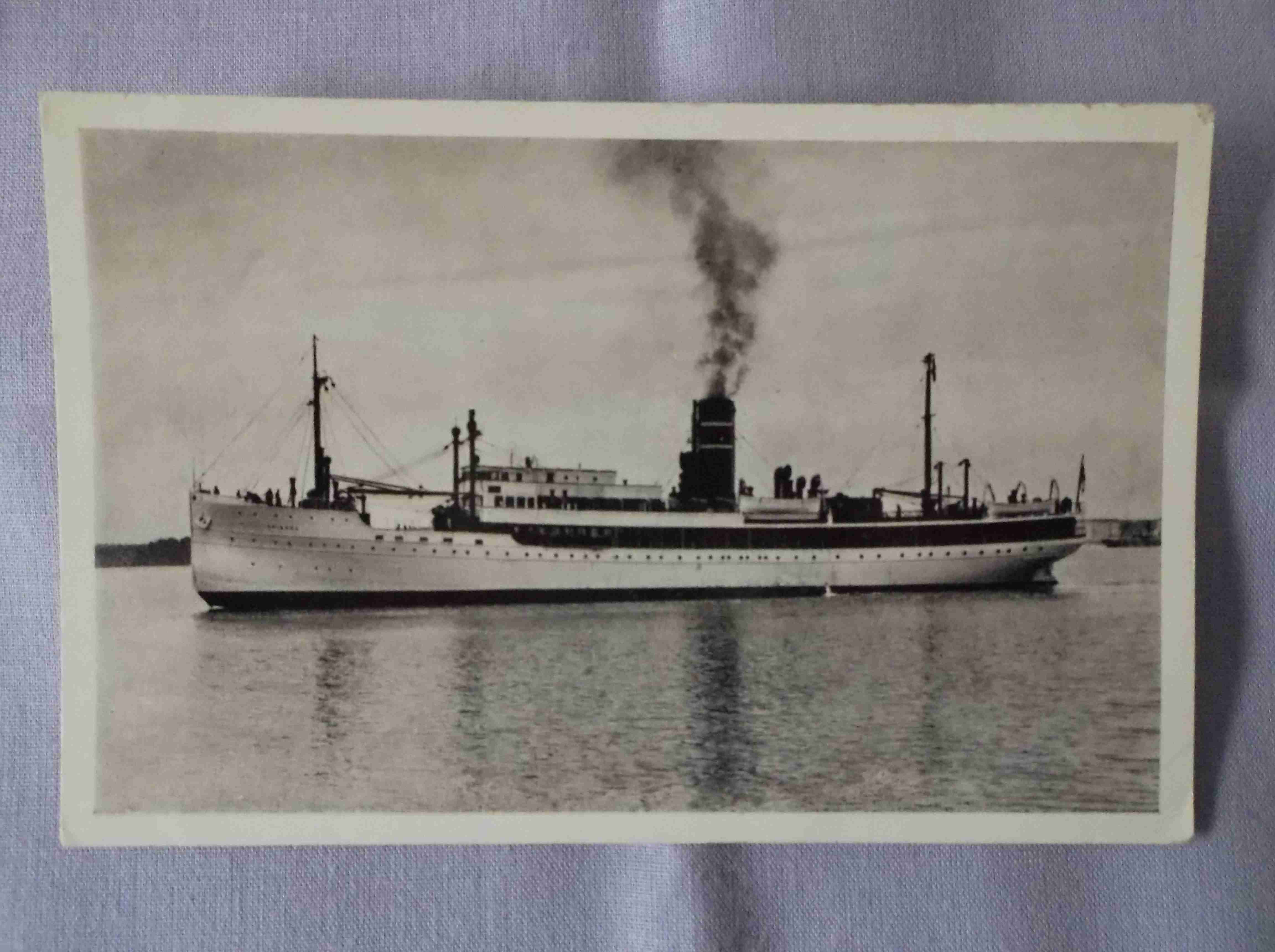 B/W POSTCARD OF THE VESSEL ARIADNE