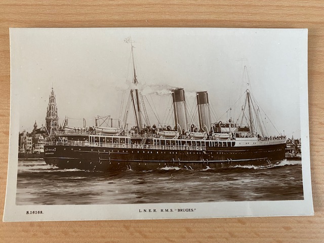 B/W PHOTOGRAPH OF THE OLD VESSEL THE RMS BRUGES
