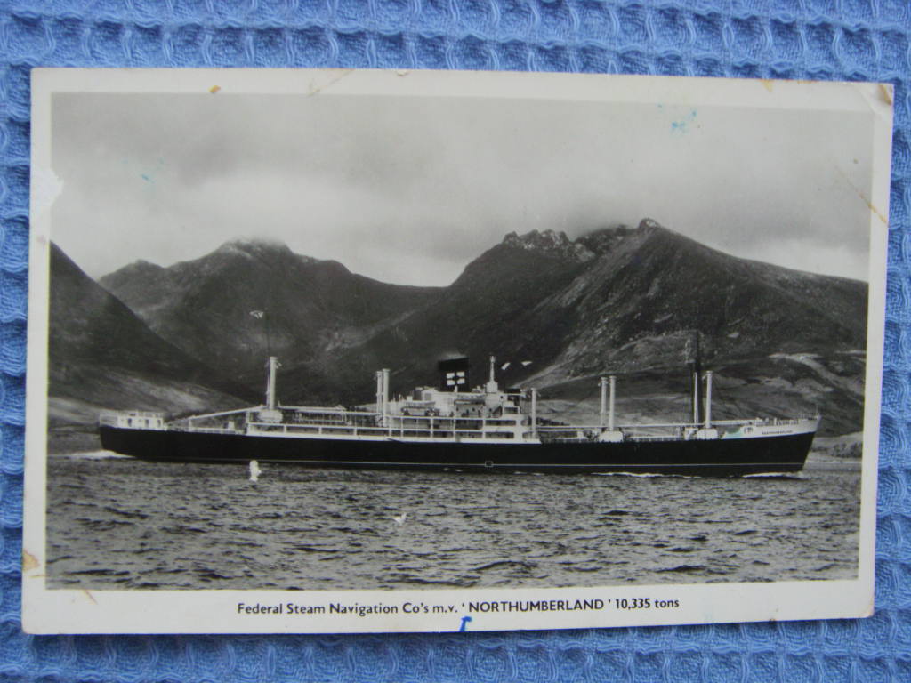 EARLY B/W PHOTOGRAPH OF THE VESSEL NORTHUMBERLAND FROM THE FEDERAL STEAM NAVIGATION COMPANY