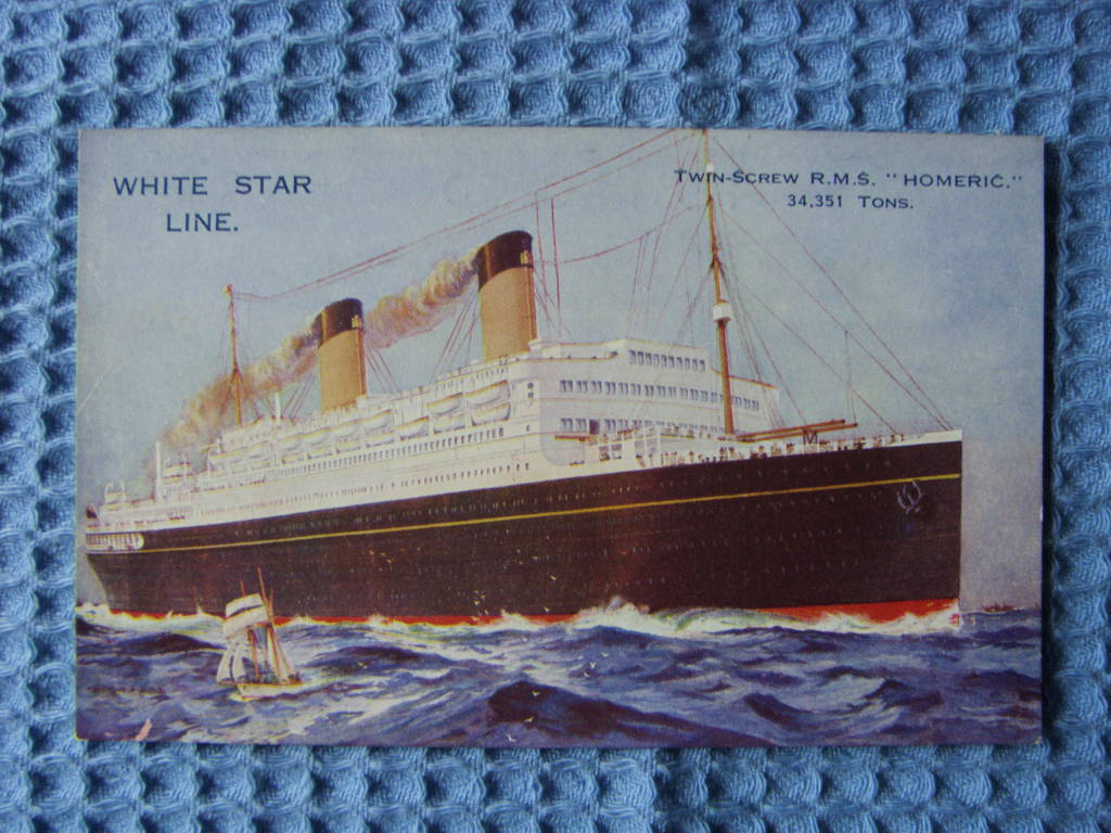 ORIGINAL OLD POSTCARD OF WHITE STAR LINE VESSEL THE HOMERIC