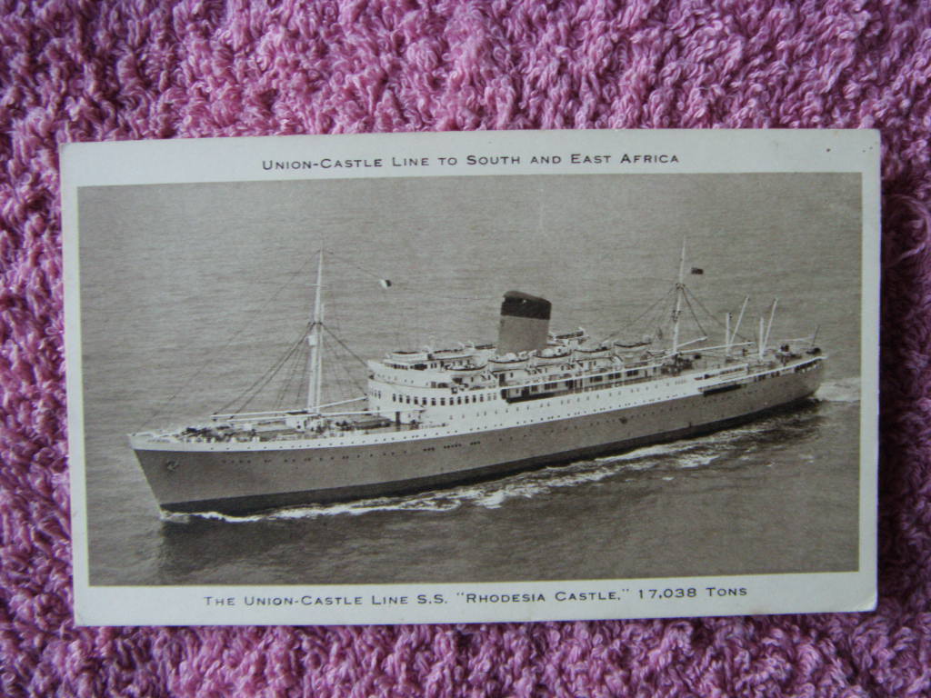 B/W POSTCARD OF THE UNION-CASTLE LINE VESSEL THE SS RHODESIA CASTLE