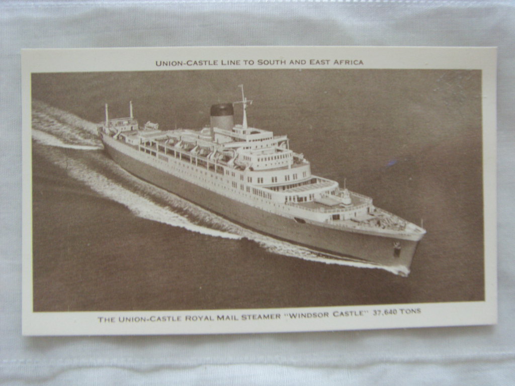 ORIGINAL B/W POSTCARD OF THE UNION-CASTLE ROYAL MAIL STEAMER THE WINDSOR CASTLE