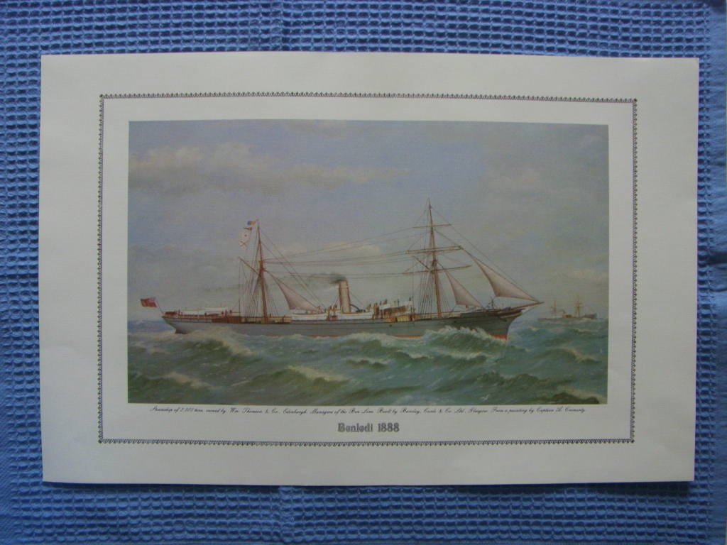 FULL COLOUR PRINT OF THE BEN LINE VESSEL THE BENLEDI 1888